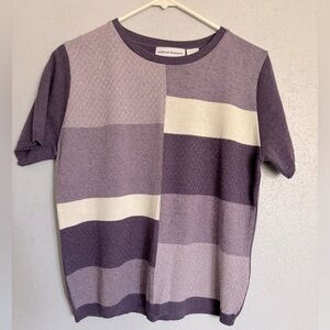 Alfred Dunner Purple Striped Knit Top
